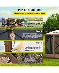 Vevor Pop-up Camping Gazebo Camping Canopy Shelter 6 Sided Sun Shade