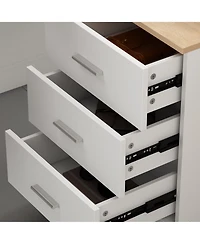 Homsee Electric Standing Desk with Drawers and Shelves Adjustable Height Desk LShaped Design