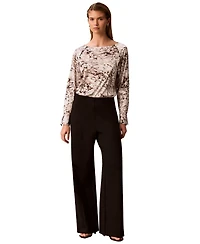 Calvin Klein Petite Printed Boat Neck Blouse