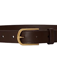 Lauren Ralph Rounded Buckle Leather Skinny Belt