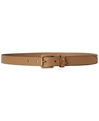 Lauren Ralph Logo Keeper Leather Skinny Belt