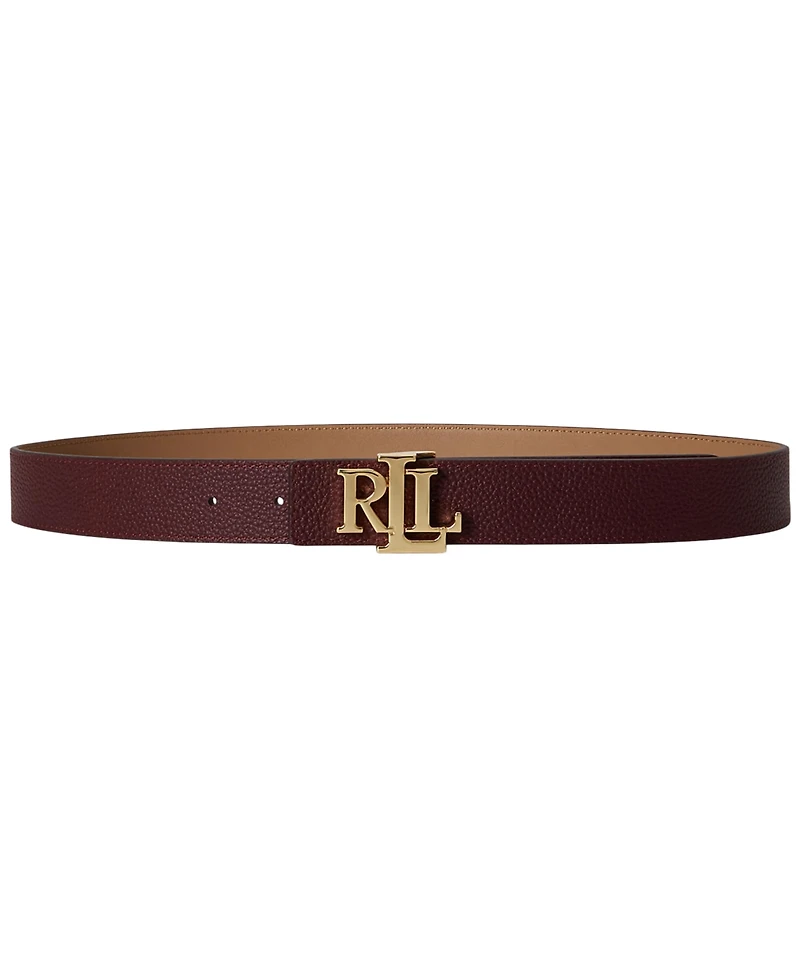 Lauren Ralph Reversible Pebbled Leather Buckle Belt