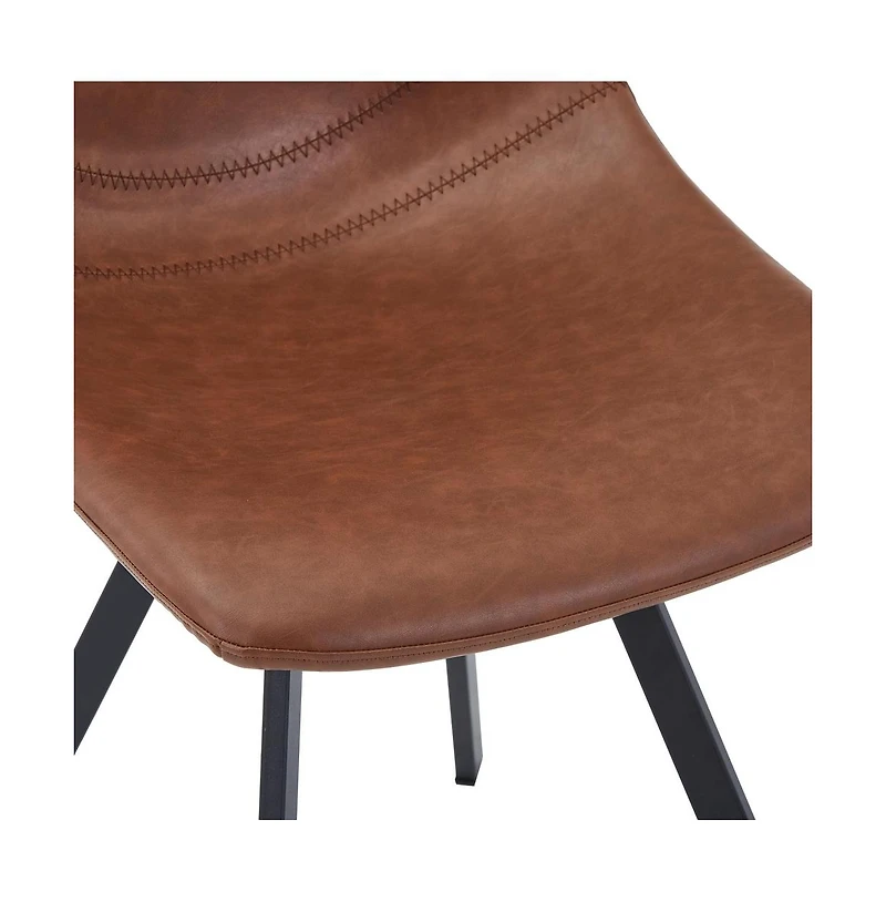LeisureMod Markley Modern Leather Dining Chair With Metal Legs