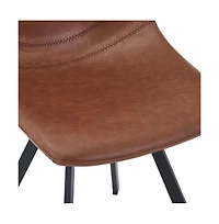 LeisureMod Markley Modern Leather Dining Chair With Metal Legs
