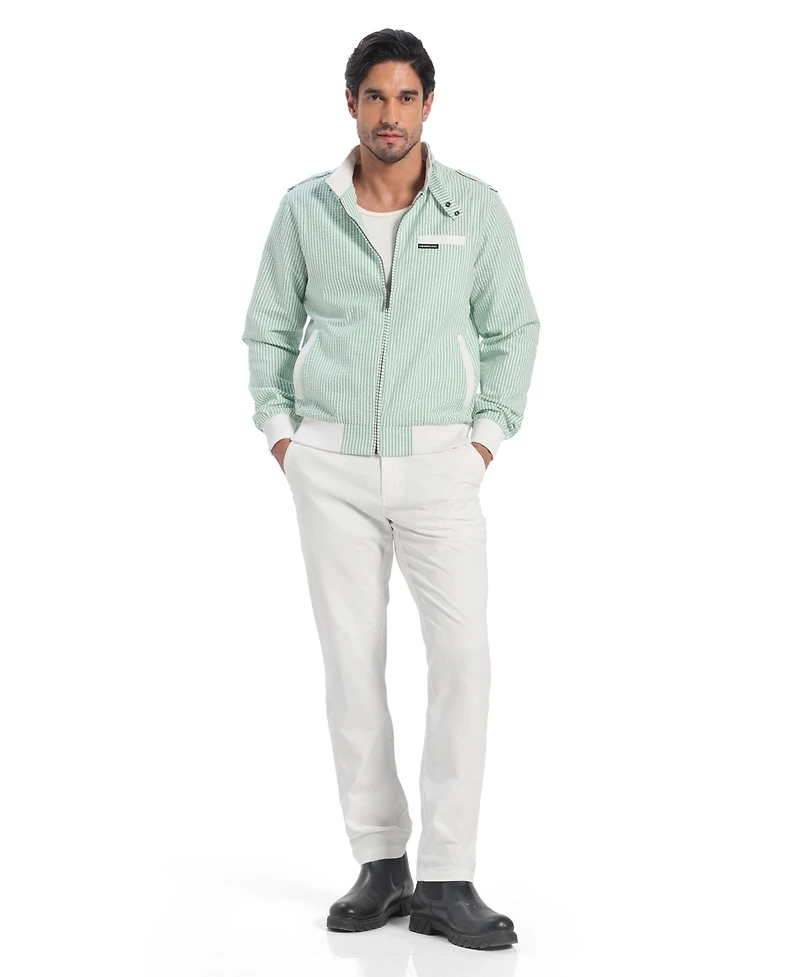 Members Only Men's Seersucker Iconic Racer Jacket