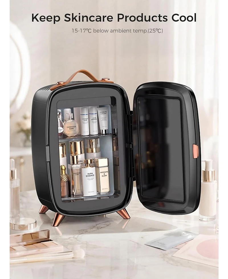 Cowsar 6L Mini Fridge with Led Mirror for Cosmetics