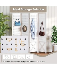 Slickblue 4-Panel Folding Room Divider with Pegboard Design