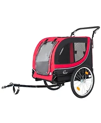Streamdale Furniture 2-in-1 Foldable Pet Bike Trailer and Stroller for Dogs up to 100lbs