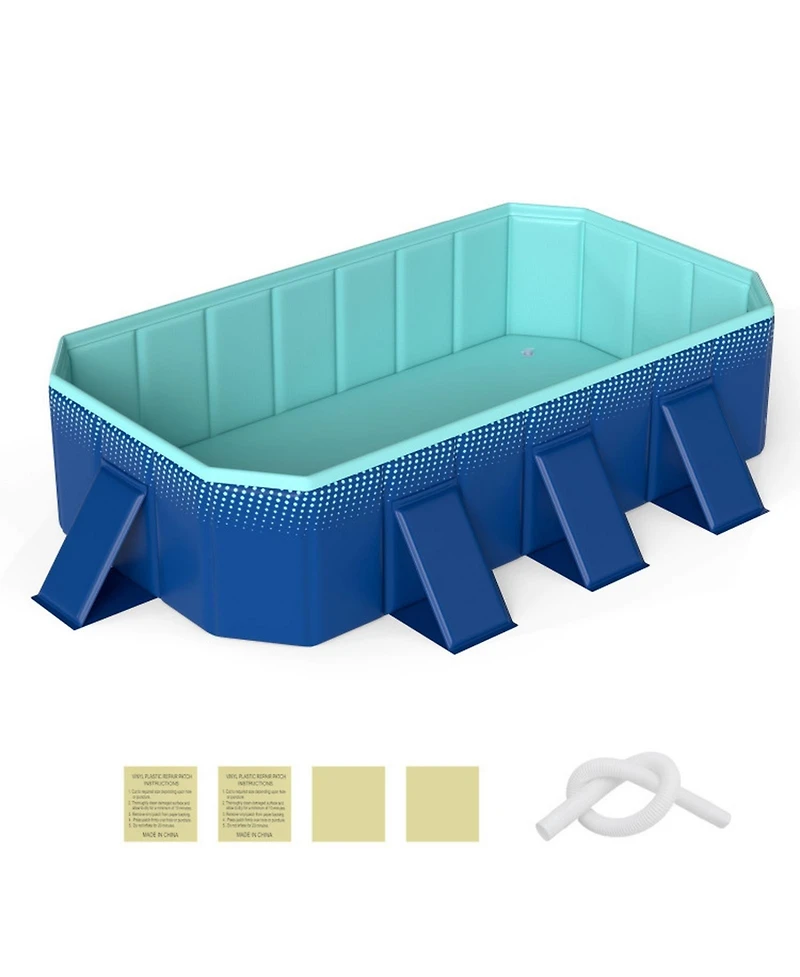 Gouun Non Inflatable Portable Above Ground Swimming Pool with 8 Support Panels