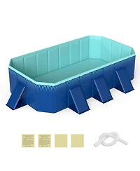 Gouun Non Inflatable Portable Above Ground Swimming Pool with 8 Support Panels