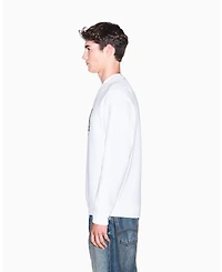 A|X Armani Exchange Men's Long Sleeve All-Over Logo Bonded Cotton Crewneck Sweatshirt