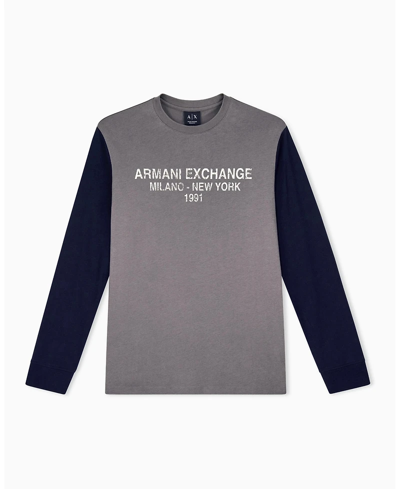 A|X Armani Exchange Men's Color Block Wording T-Shirt
