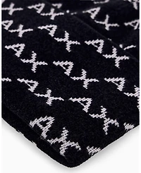 A|X Armani Exchange Men's Viscose All Over Logo Beanie Hat