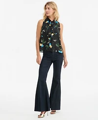 I.n.c. International Concepts Women's Sleeveless Floral-Print Ruffle Front Blouse, Macy's Exclusive