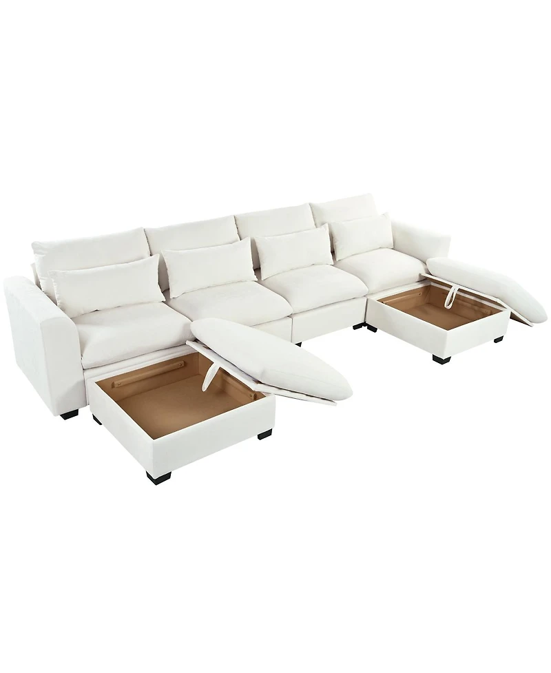 Streamdale Furniture U-Shaped Modular Corner Sofa with Two Ottomans