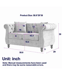Streamdale Velvet Chesterfield 2-Seater Sofa with Tufted Rolled Arms