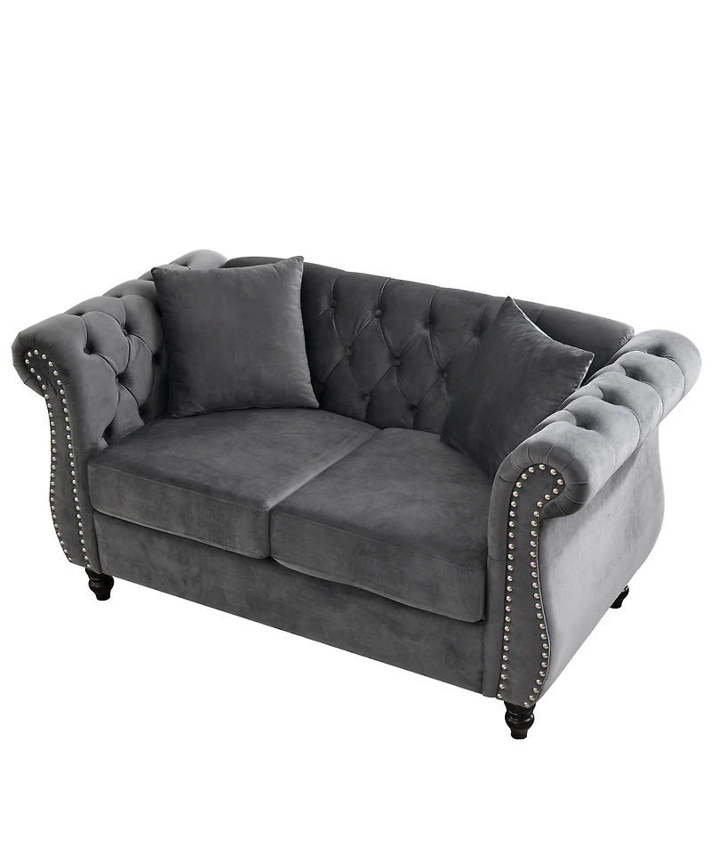 Streamdale Velvet Chesterfield 2-Seater Sofa with Tufted Rolled Arms