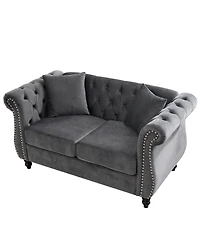 Streamdale Velvet Chesterfield 2-Seater Sofa with Tufted Rolled Arms