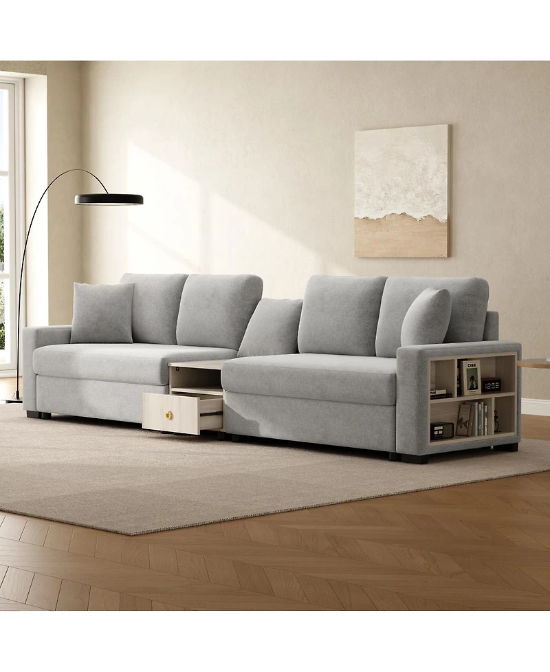 Streamdale Furniture Modern 127.9'' Modular Sofa with Storage Armrest and Console