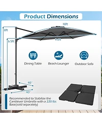 Gouun 10 Feet Patio Cantilever Umbrella with Foot Pedal and Air Vent