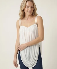 Modenaire Women's Draped Chiffon Sweetheart-Neck Tie-Strap Camisole Top