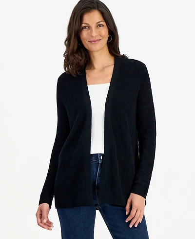 Style & Co Petite Textured Open-Front Cotton Cardigan Sweater, Macy's Exclusive
