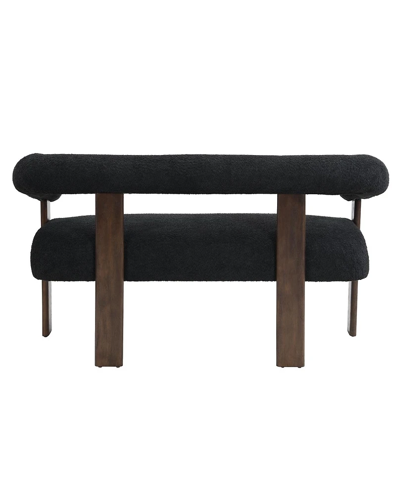 Streamdale Furniture Modern Curved Boucle Loveseat with Ergonomic Backrest and Rubberwood Legs