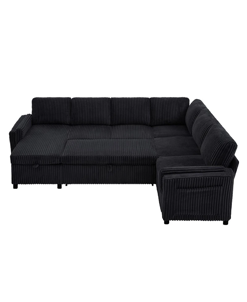 Streamdale Furniture 111'' U-Shaped Convertible Pull-Out Sofa Bed with Storage and Usb