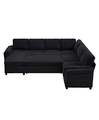 Streamdale Furniture 111'' U-Shaped Convertible Pull-Out Sofa Bed with Storage and Usb