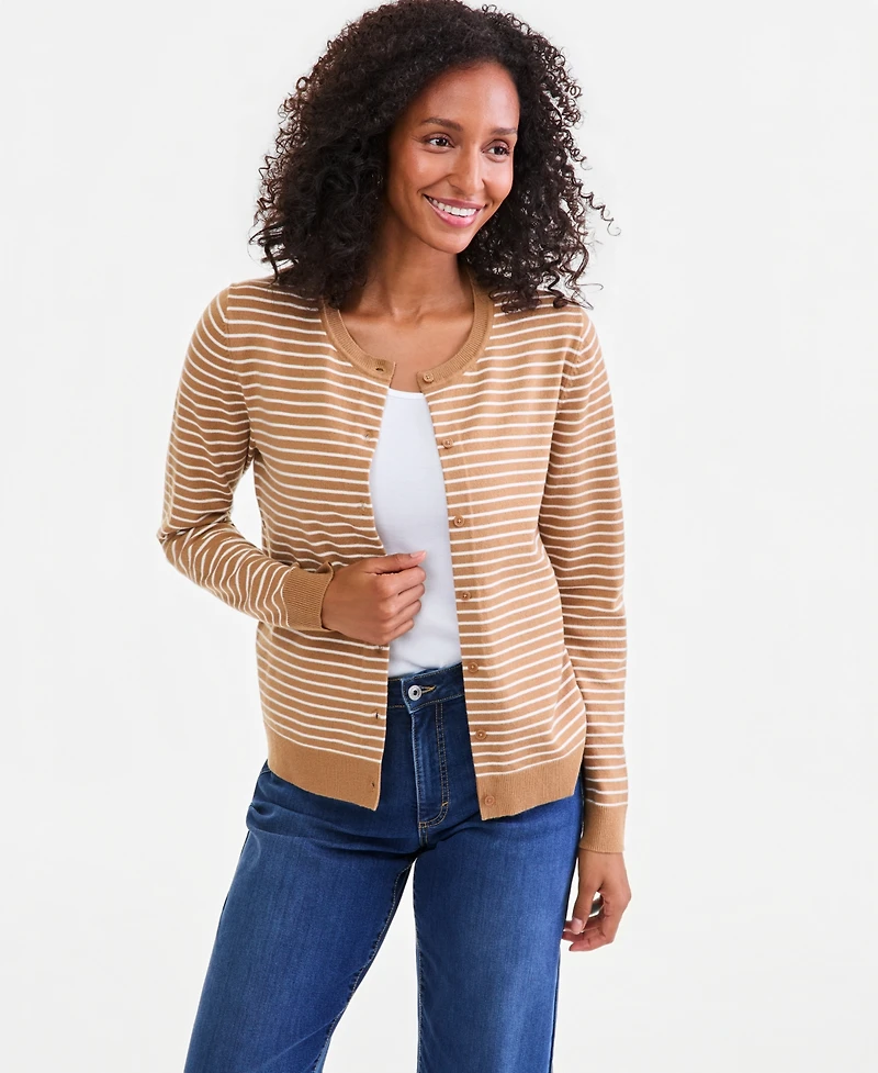 Style & Co Women's Striped Button-Down Cardigan Sweater, Macy's Exclusive