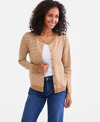 Style & Co Women's Striped Button-Down Cardigan Sweater, Macy's Exclusive