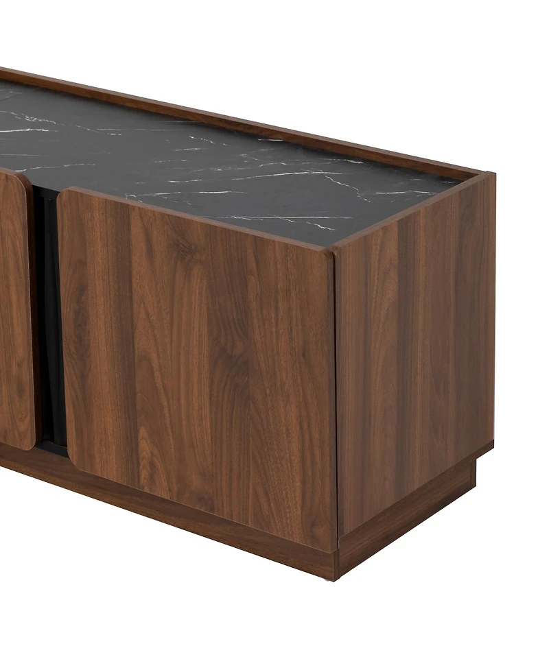 Streamdale Furniture Modern Storage Cabinet with Rounded Corners and Marble Top