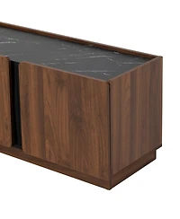 Streamdale Furniture Modern Storage Cabinet with Rounded Corners and Marble Top