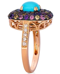 Le Vian Robin's Egg Blue Turquoise Cushion Cut, Multi-Gemstone (2.46 ct. t.w.) & Nude Diamond (1/6 ct. t.w.) Ring in 14k Strawberry Gold