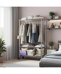 Streamdale Furniture Heavy Duty Rolling Garment Rack with Adjustable Metal Hang Rod