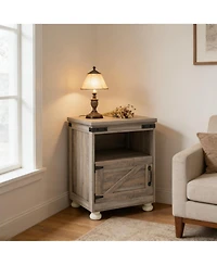 Clihome Farmhouse Modern Storage Side Table - 3-in-1 Nightstand Entryway Coffee Table
