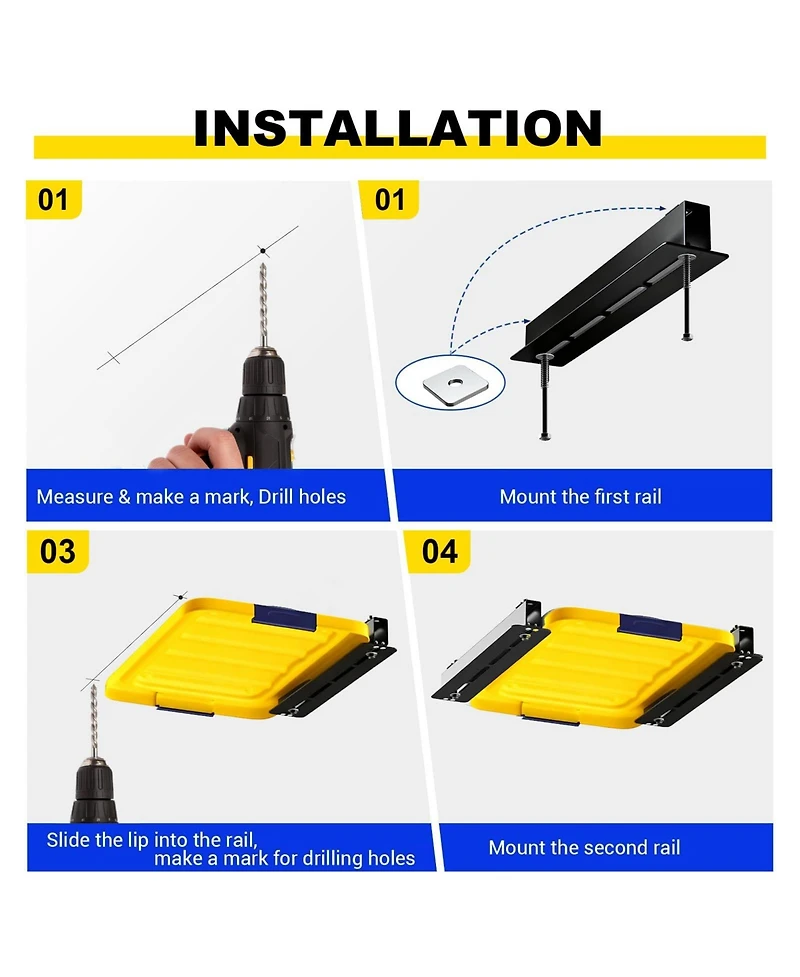 Xdovet Overhead Ceiling Mount Bin Rail Storage System