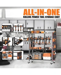 Xdovet Rolling Power Tool Storage Cart Drill Organizer Rack Wheels