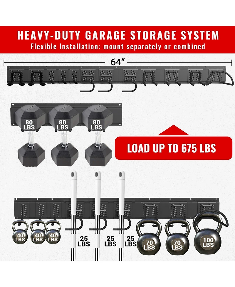Xdovet Garden Tool Organizer Wall Mount 64" 12 Hooks Rack