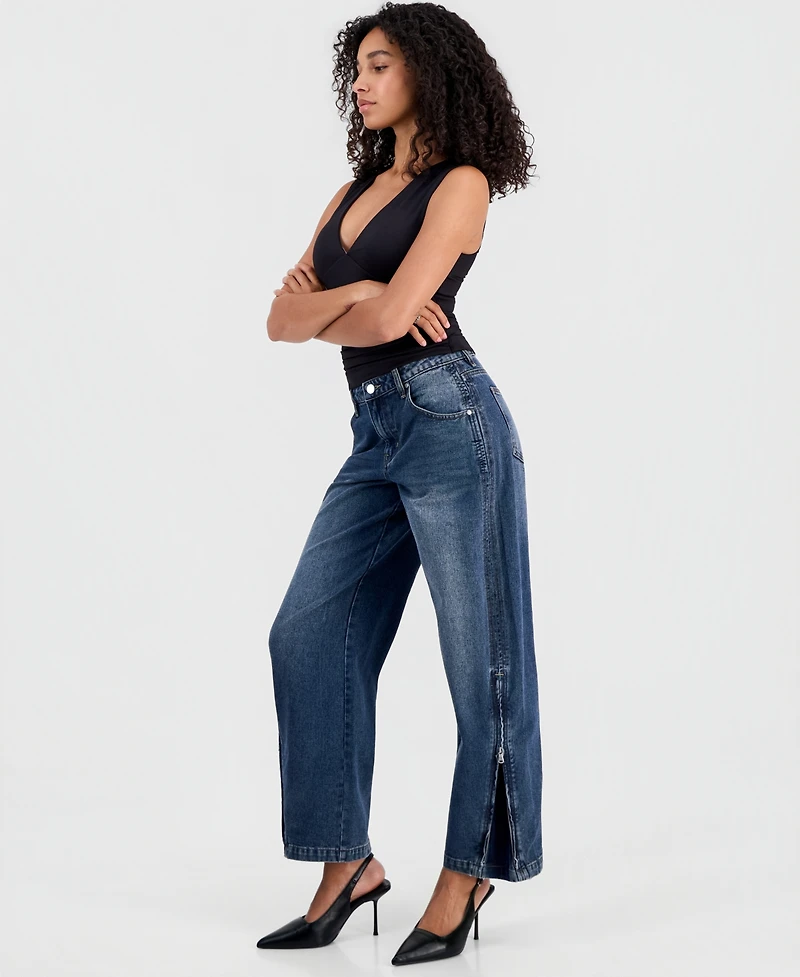 Bar Iii Women's High-Rise Barrel Jeans, Macy's Exclusive