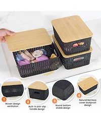 Xdovet Plastic Storage Bins With Lids Stackable Organizer Containers 6 Pack