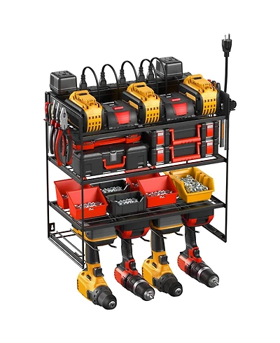 Xdovet Power Tool Organizer Wall Mount Drill Holder Charging Station 4-Layer