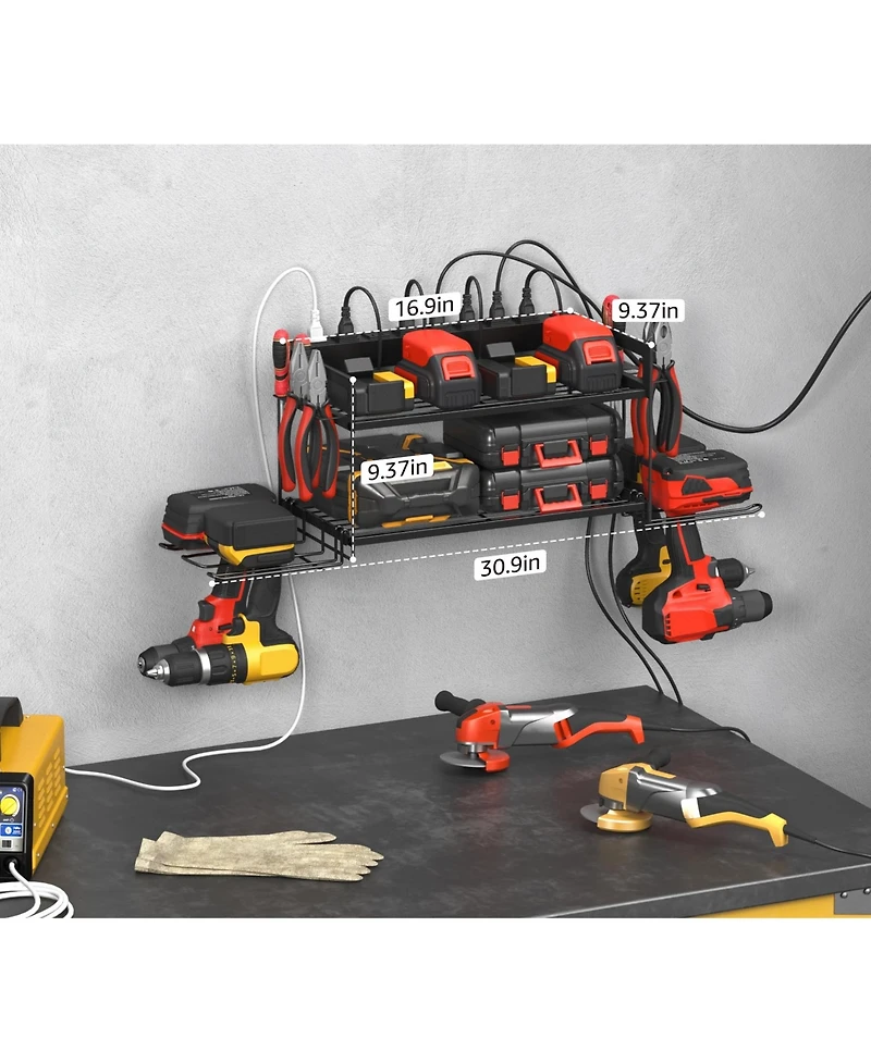 Xdovet Charging Station Tool Organizer Wall Mount Rack 2 Layer