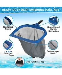 Xdovet Swimming Pool Leaf Rake Skimmer Net Aluminum Heavy Duty Debris Removal