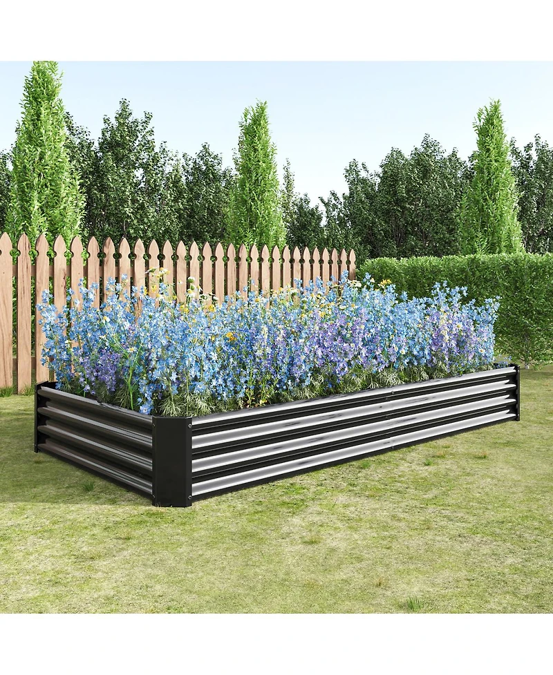 Streamdale Furniture 2Piece 8x4x1ft Metal Raised Rectangle Garden Planter Beds