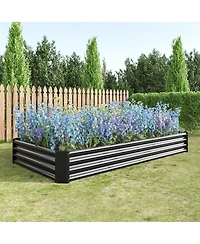 Streamdale Furniture 2Piece 8x4x1ft Metal Raised Rectangle Garden Planter Beds