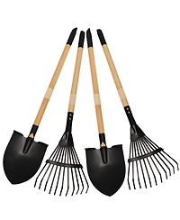 Xdovet Rake Shovel Set Metal Head Wooden Handle Garden Tools Kids Gift