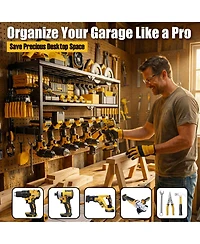 Xdovet Power Tool Organizer Wall Mount 3-Tier Drill Rack Charging Station