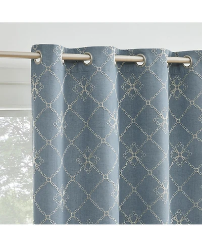 Sun Zero Adria Trellis Embroidered 100percentage Blackout Grommet Curtain Panel