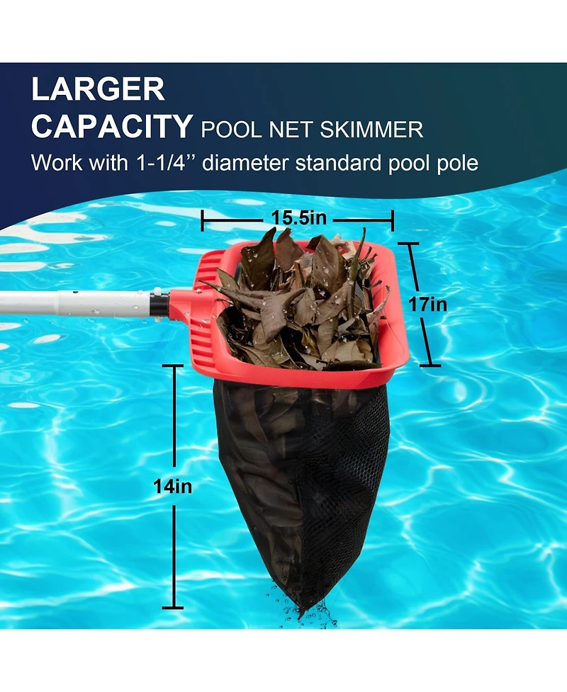 Xdovet Pool Skimmer Net Double-Layer Netting Bag Reinforced Frame Leaf Grid